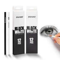 12Pcs Black & White Oily Color Sketch Drawing Pencils